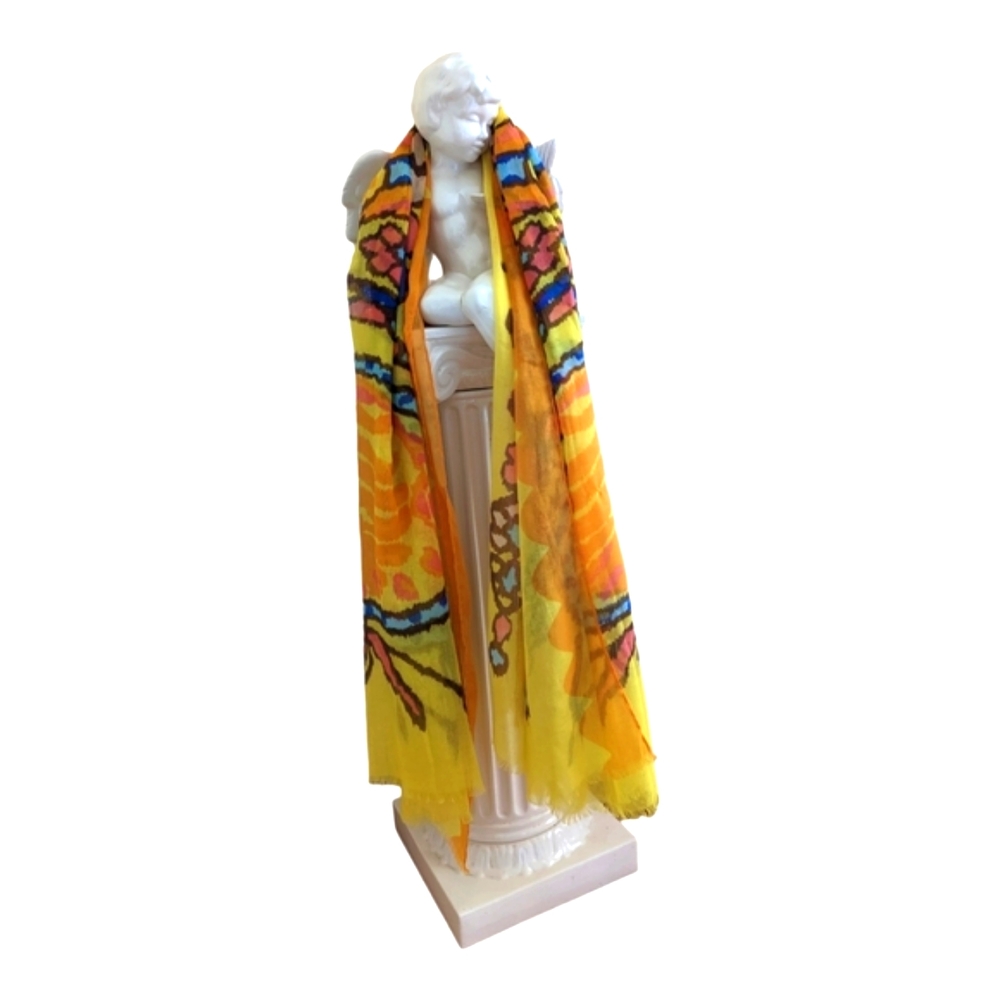WomensΒ Italian Design Fringe Scarf in beautiful Orange & Yellowβ Colors